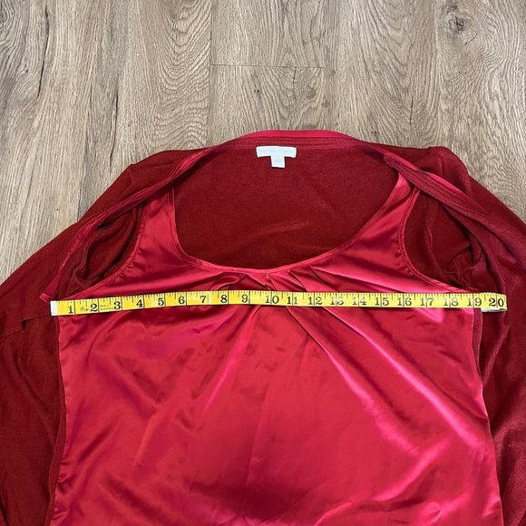 New York & Company Red 3/4 Sleeve Open Front Cardigan and Camisole Top - Picture 9 of 9